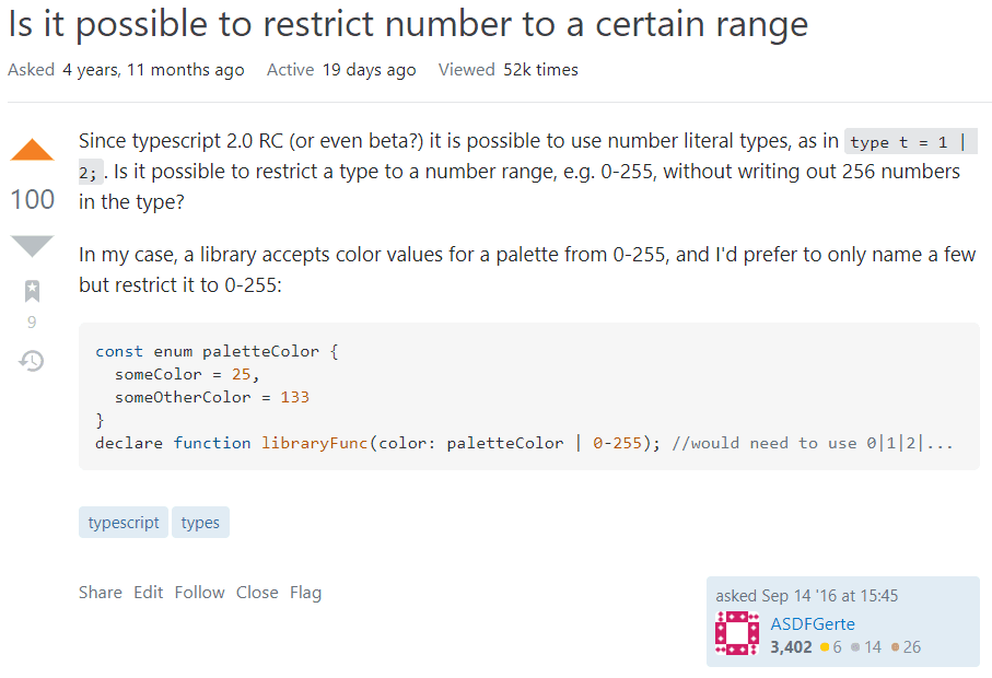 Typescript For Range